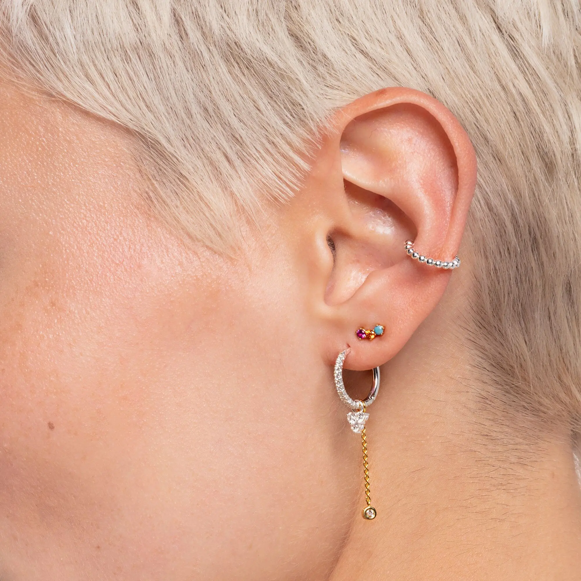 THOMAS SABO Single Hoop Earring White Stones - Image 3