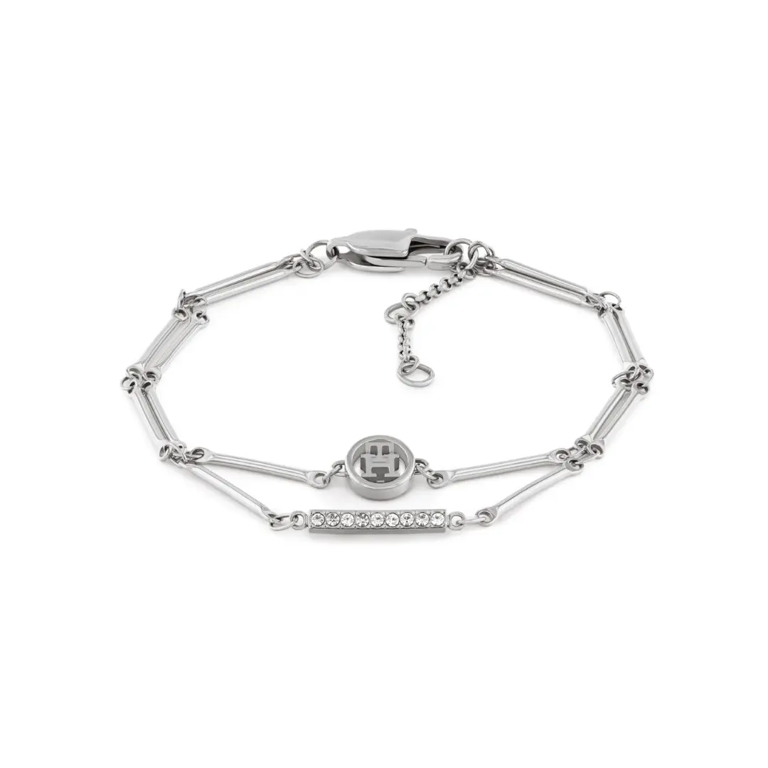 Tommy Hilfiger Two Row Logo silver Bracelet