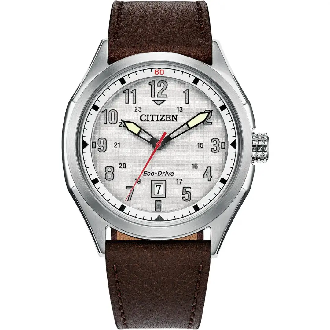 Citizen Gents Terra Force Brown Strap White Dial Watch