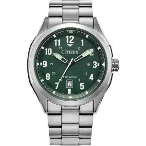 Citizen Gents Terra Force Stainless Steel Green Dial Watch