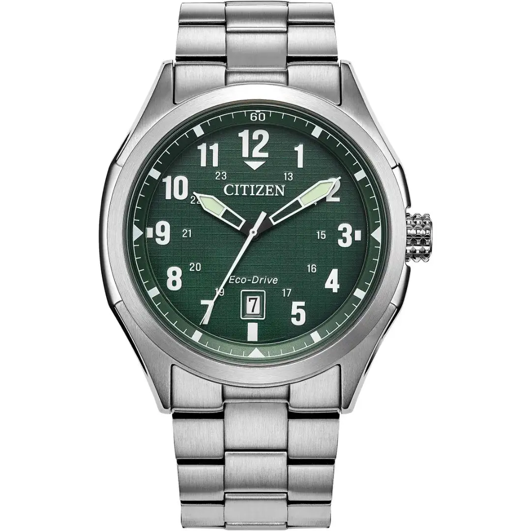 Citizen Gents Terra Force Stainless Steel Green Dial Watch