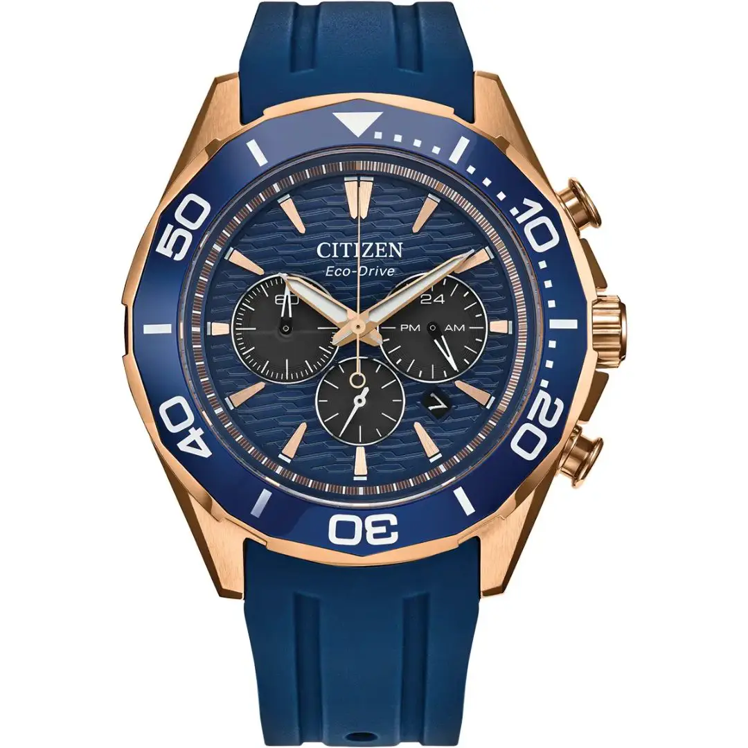 Citizen Endeavour Ceramic Bezel Rose Case Blue Strap