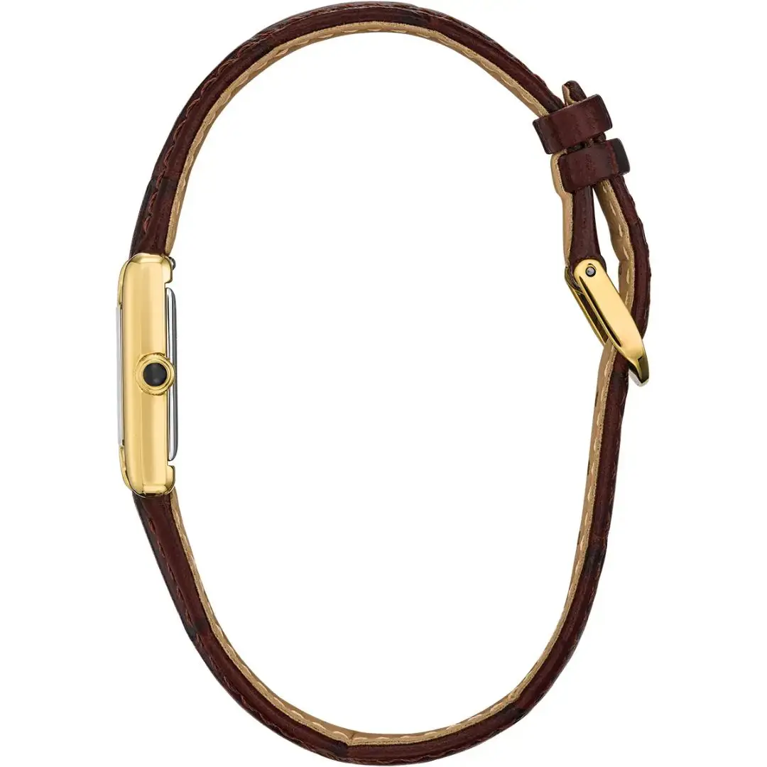 Citizen Ladies Fio Roma Gold Plated Case Brown Strap Watch - Image 3