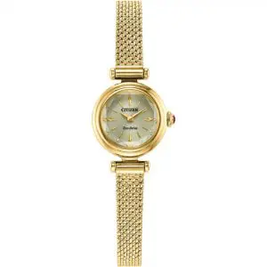 Citizen Ladies Fio Roma Gold Plated Mini Round Dial Mesh Bracelet
