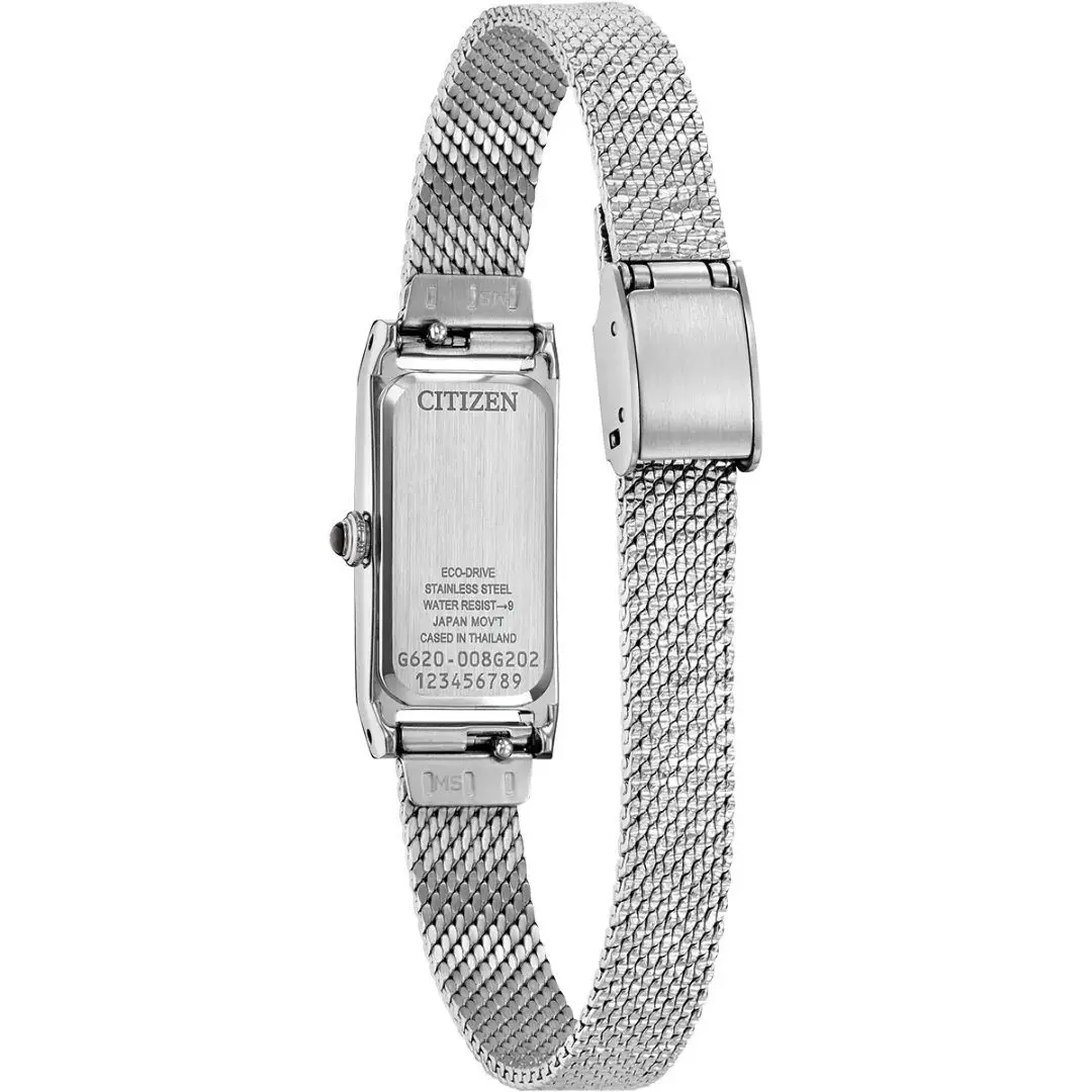 Citizen Ladies Fio Roma Stainless Steel Rectangular Case Mesh Bracelet - Image 2
