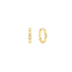 Coeur De Lion Gold Plated Circle Cubic Zirconia Hoop Earrings