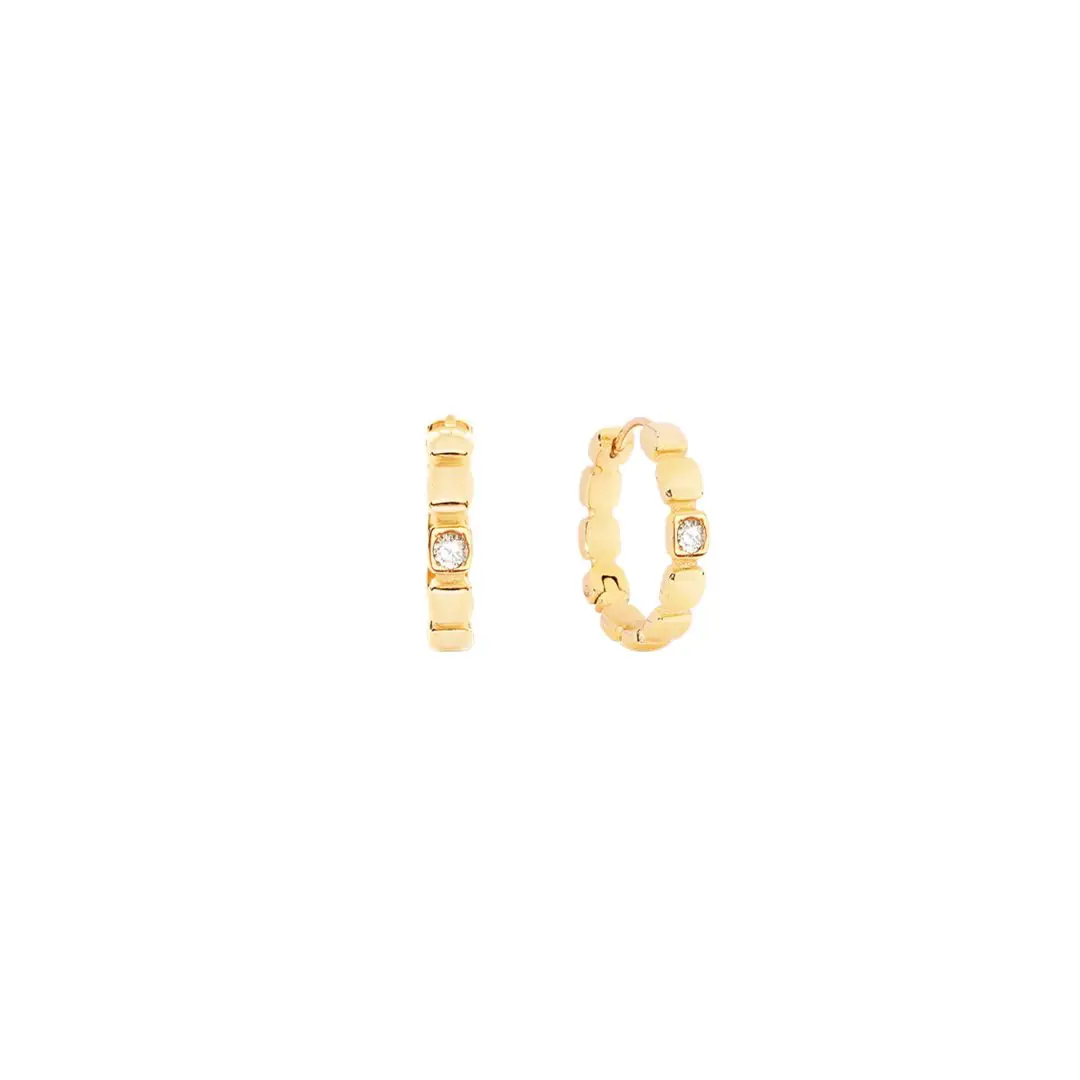 Coeur De Lion Gold Plated Circle Cubic Zirconia Hoop Earrings