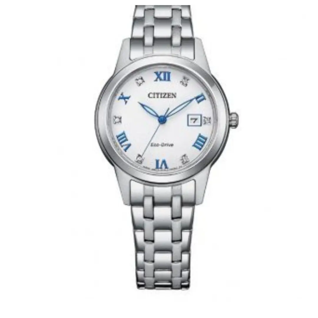 Citizen Silhouette Crystal White Dial Blue Marker Bracelet Watch