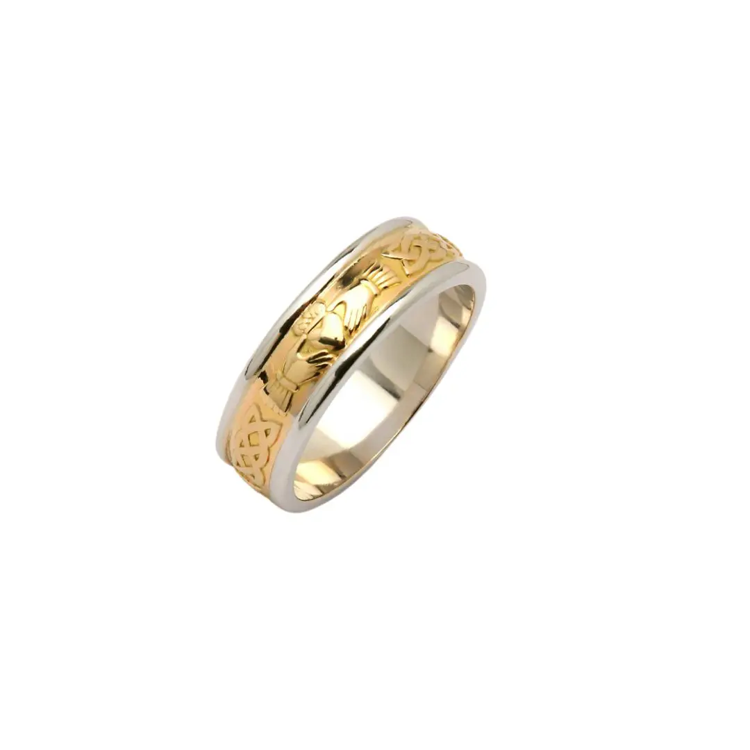 Silver And Gold Vermeil Inset Claddagh Band