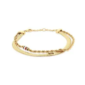 Tommy Hilfiger Gold Layered Rope & Flat Link Bracelet