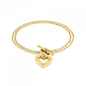 Tommy Hilfiger Gold Plated Heart T Bar Bracelet