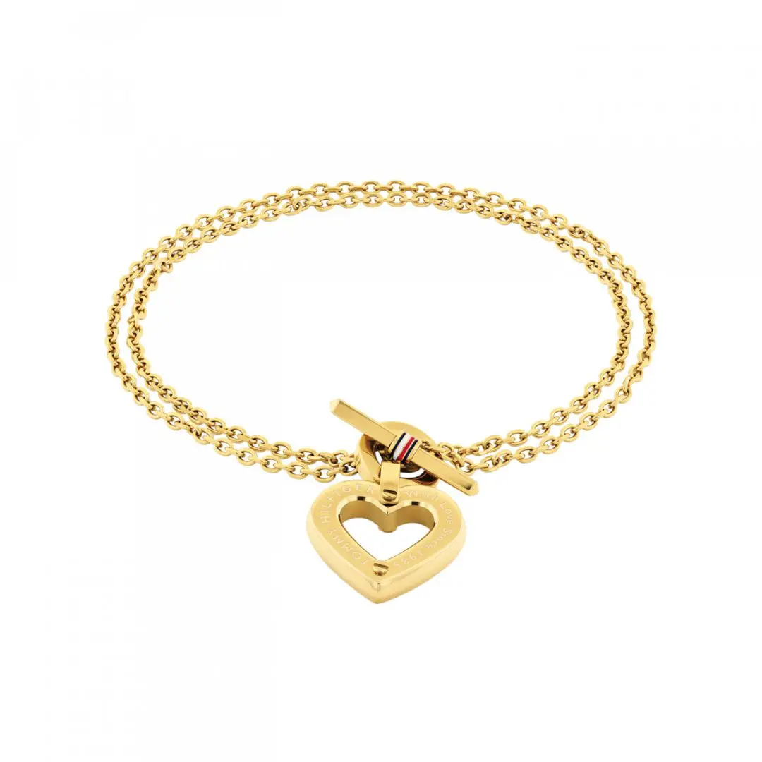 Tommy Hilfiger Gold Plated Heart T Bar Bracelet
