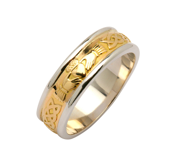 Gents Two Tone Claddagh Wedding Band Fado Fallers Fallers Irish Jewelry