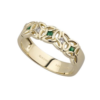 Gold band deals with diamonds inset
