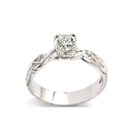 18K White  Gold  Diamond Irish  Celtic Engagement  Ring  