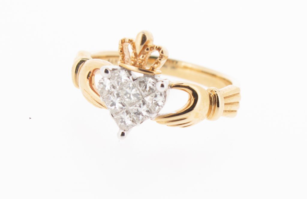 14K Gold Diamond Claddagh Ring - Image 2