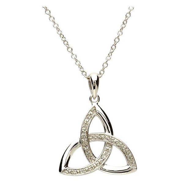 Sterling Silver Diamond Trinity Knot Pendant Shanore Fallers Com Sterling Silver Diamond Trinity Knot Pendant