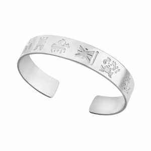 History of Ireland Sterling Silver Flat Bangle