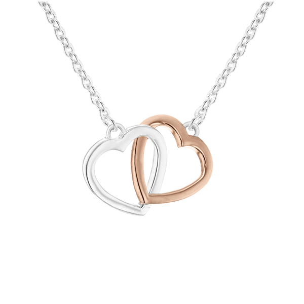 Rose gold and clearance silver heart necklace