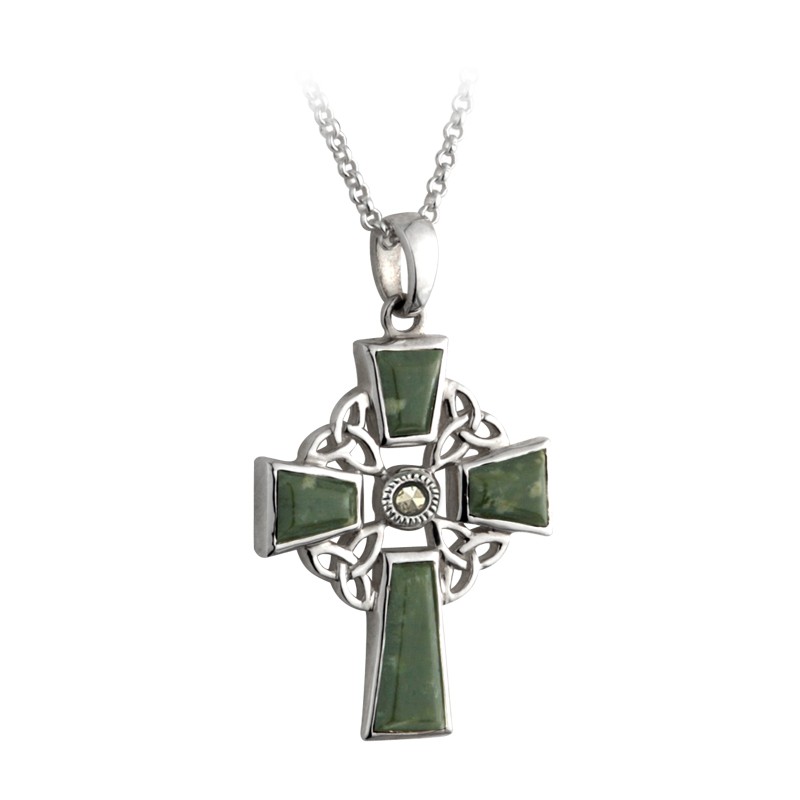 Sterling Silver Celtic Commemara Marble Cross