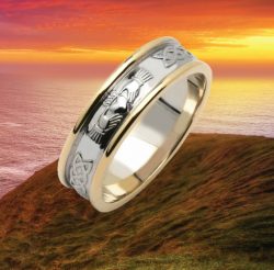 Mens Claddagh and Celtic Wedding Ring