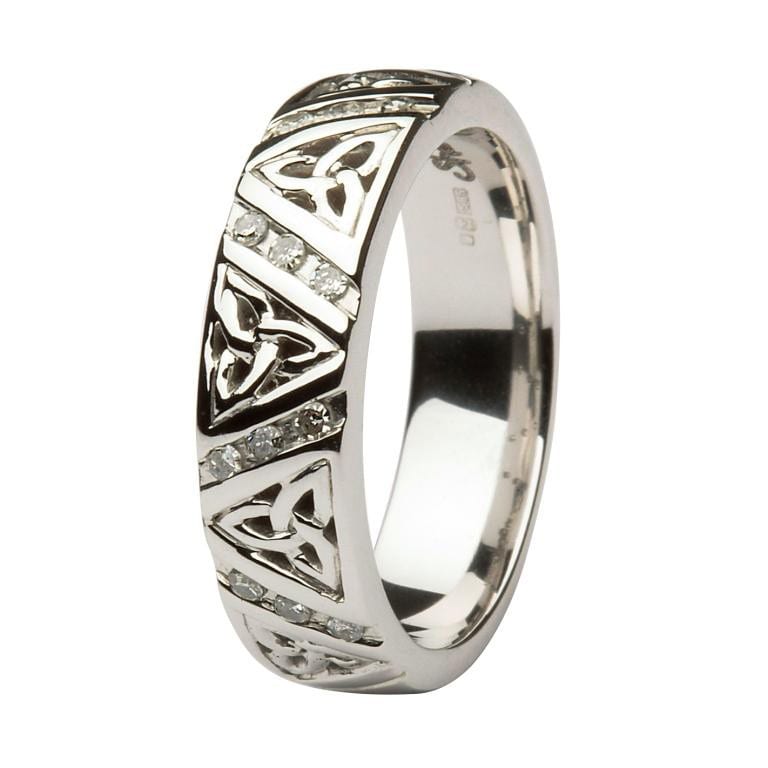 14K White Gold Ladies Diamond Trinity Knot Ring - Image 3