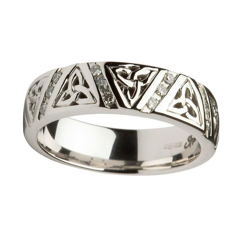 14K White Gold Ladies Diamond Trinity Knot Ring - Image 2