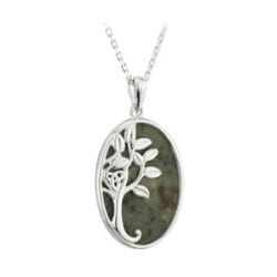 Celtic Tree of Life Pendant With Connemara Marble in Sterling Silver