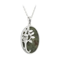 Celtic Tree Of Life Pendant With Genuine Connemara Marble in Sterling Silver Celtic Tree of Life Pendant With Connemara Marble in Sterling Silver