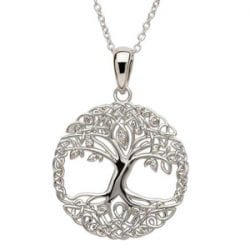 Celtic Tree of Life Necklace Made from Sterling Silver with Cubic Zirconia