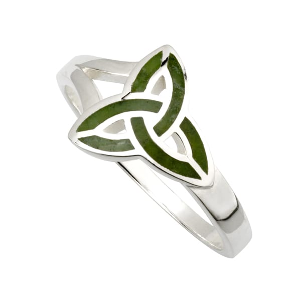 Solvar Trinity Knot Ring Silver & Connemara Marble Sz 9