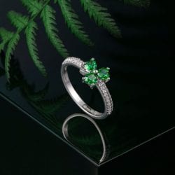 Shamrock Celtic Ring Sterling Silver Cubic Zirconia