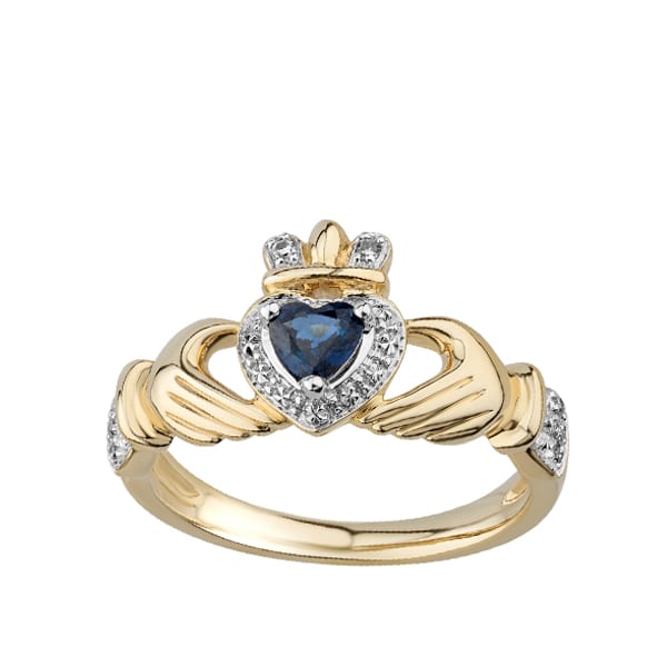 14K Sapphire & Diamond Claddagh Ring - Solvar - Fallers.com - Fallers ...