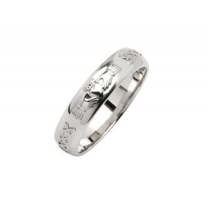 Ladies 14K White Gold Claddagh Wedding Ring