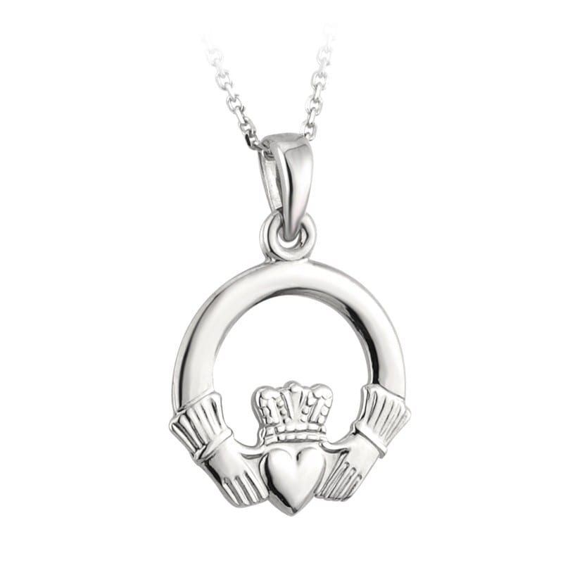 14K White Gold Claddagh Pendant Solvar Claddagh Necklace Fallers