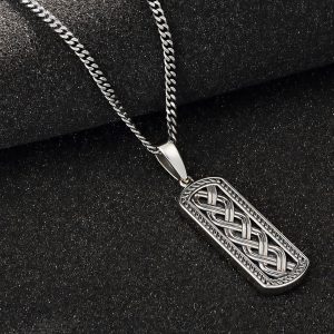 Oxidized Sterling Silver Celtic Ingot Pendant for Men