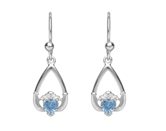 Claddagh March Birthstone Drop Earrings Claddagh March Birthstone Drop Earrings
