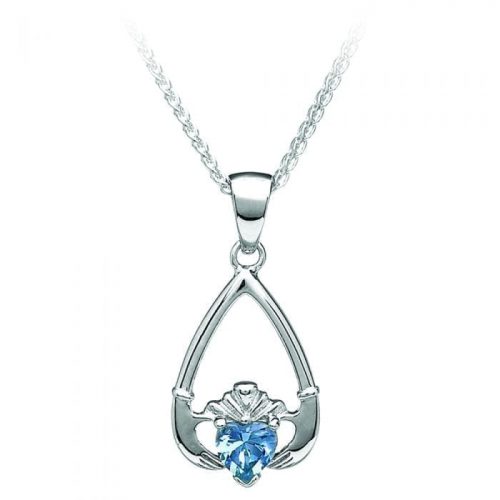 Claddagh Handmade March Birthstone Pendant Claddagh Handmade March Birthstone Pendant