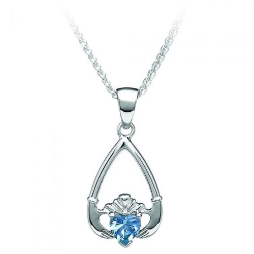 Claddagh Handmade March Birthstone Pendant 