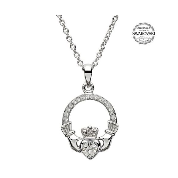 Claddagh April Birthstone Pendant