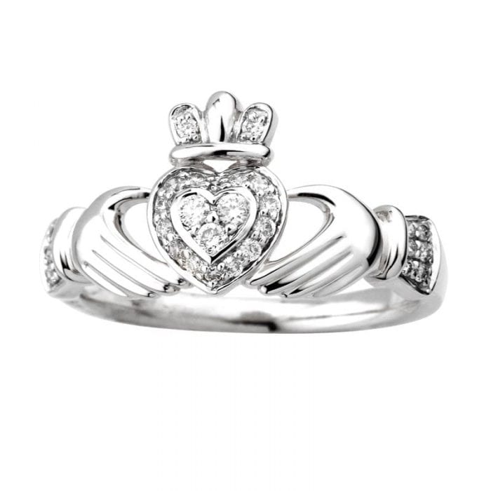 Claddagh White Gold Diamond Ring