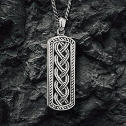 Oxidized Sterling Silver Celtic Ingot Pendant 