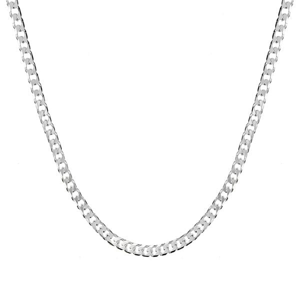 925 Sterling Silver Italian Horn Mens Curb Chain Necklace 24