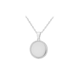 Sterling Silver CZ Disc Pendant
