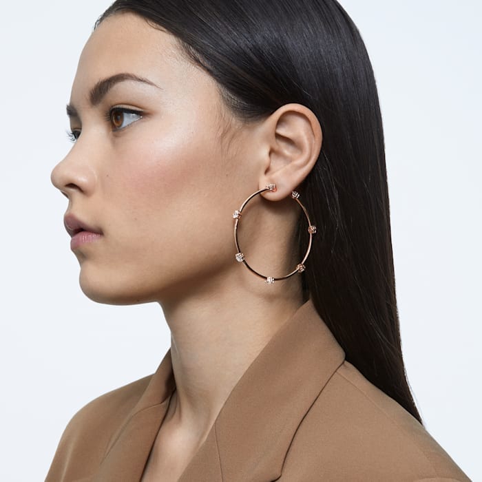 Swarovski Constella Hoop Earrings White Rose gold tone plated Swarovski Fallers Fallers Irish Jewelry