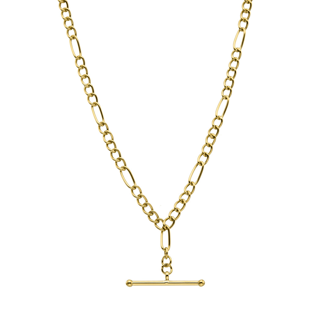 Gold Stainless Steel T-Bar Necklace | Lisa Angel