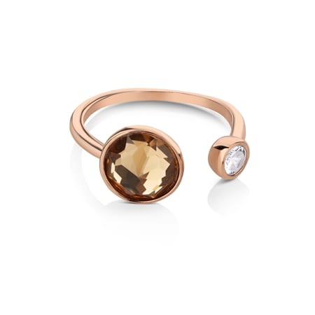 Newbridge Rose Gold Ring with Yellow Topaz and Clear Stones