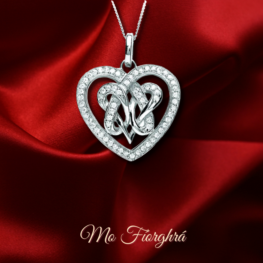 Celtic Necklace in Silver Double Hearts