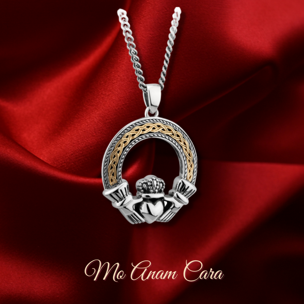 10K & Sterling Silver Claddagh Pendant Mens