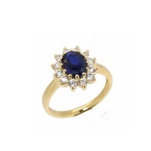 9K Created Sapphire CZ Cluster Ring